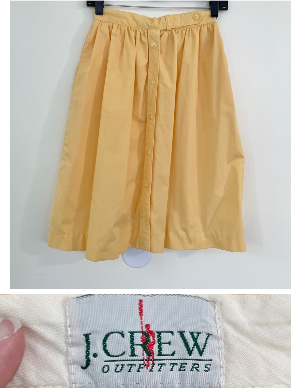 Vintage J Crew Outfitters Oarsman Pastel Yellow Swing Midi Skirt 4 Buttons